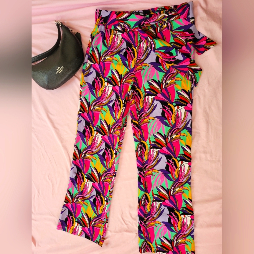 Colorful Stretchy tropical print pants